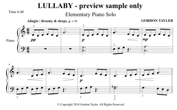 001_LULLABY_elementary_piano_solo_preview_sample