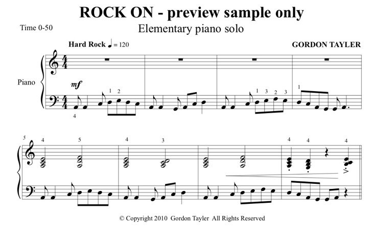 008_ROCK_ON_elementary_piano_solo_preview_sample