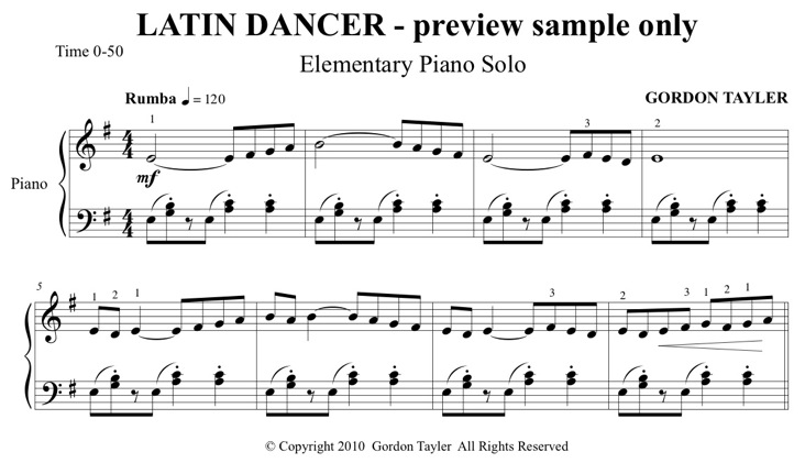 009_LATIN_DANCER_elementary_piano_solo_preview_sample