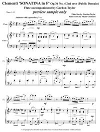 Clementi Sonatina in F Op. 36 No. 4 2nd mvt (public domain) with added flute line
